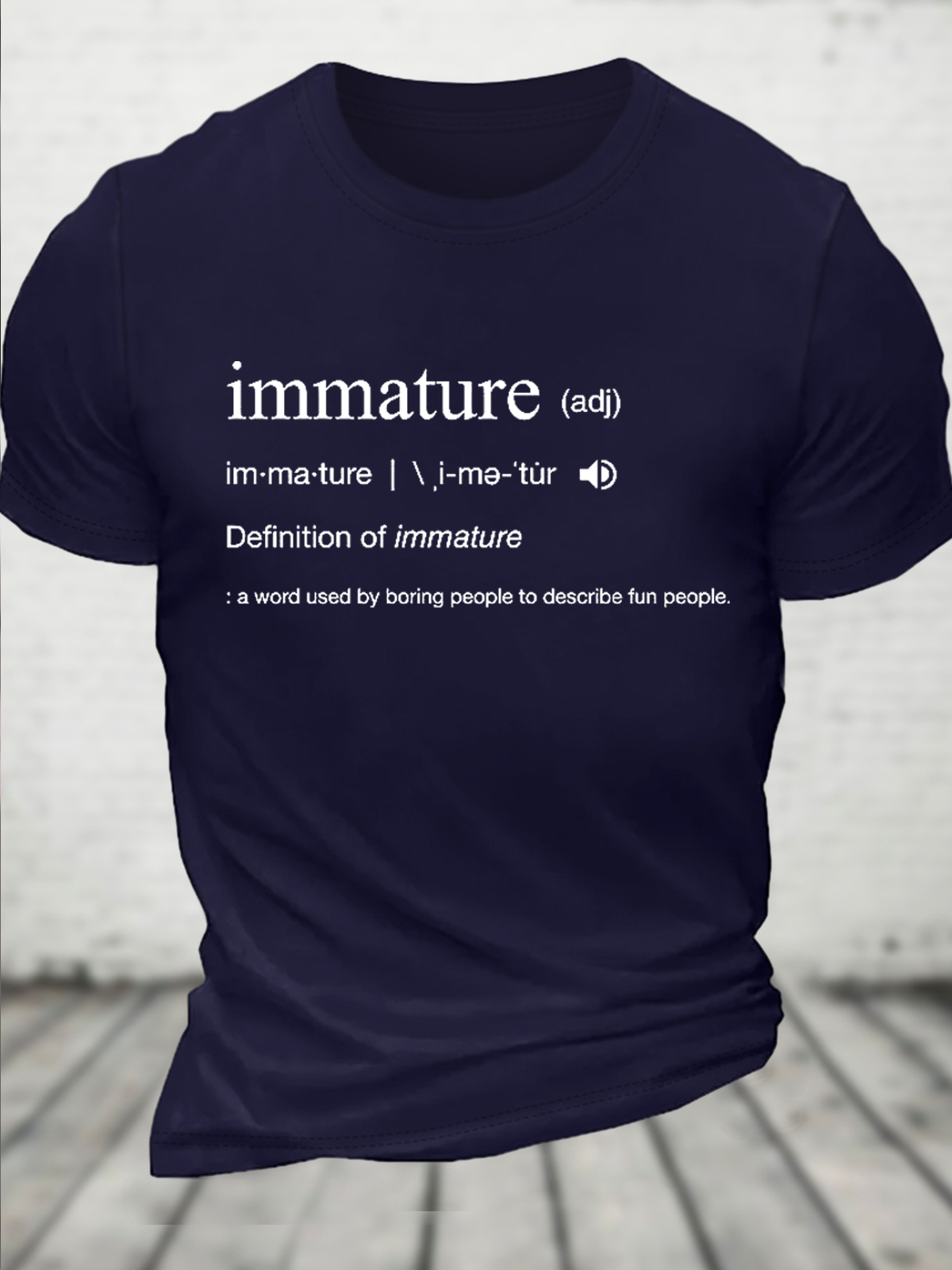 Cotton Immature Dictionary Definition Text Letters Casual T-Shirt
