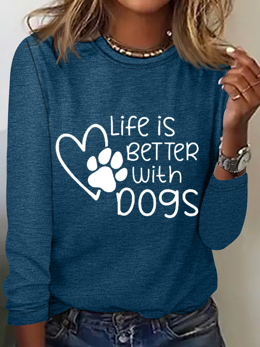 Life Is Better With Dog Cotton-Blend Dog Simple Shirt