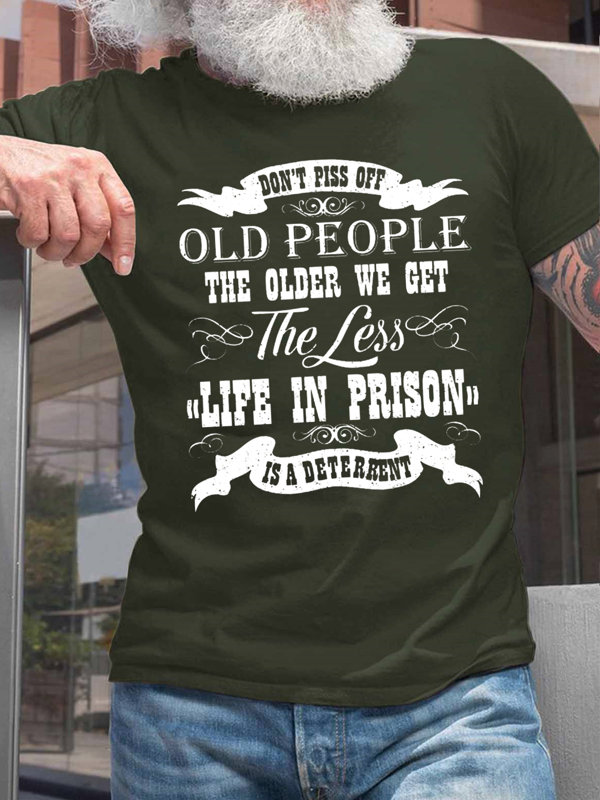 Cotton Respect Old People Don't Piss Off Old People Casual Crew Neck T-Shirt