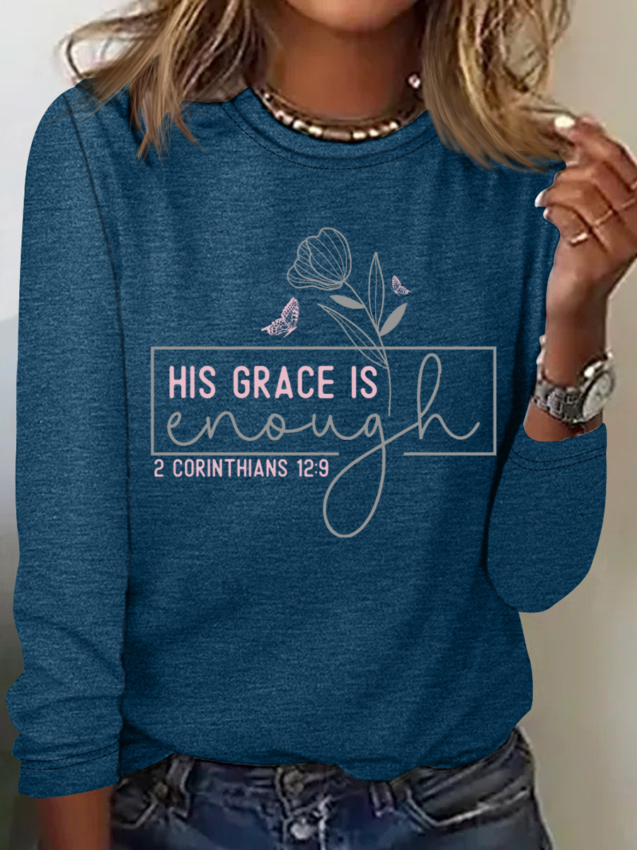 His Grace is Enough Regular Fit Simple Long Sleeve Shirt