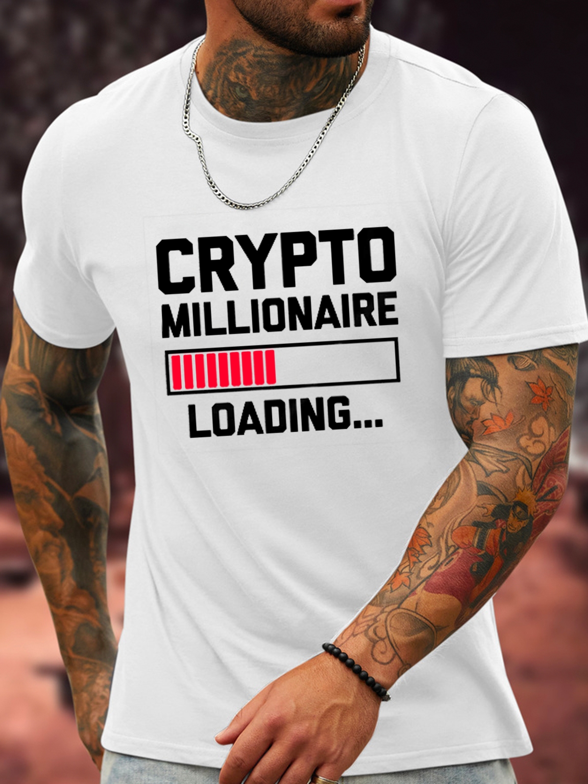 Cotton Crypto Millionaire Crew Neck Text Letters Casual Short Sleeve T-Shirt