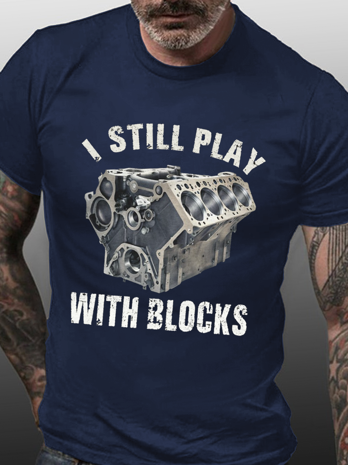 Cotton I Still Play With Blocks Casual Crew Neck Loose T-Shirt