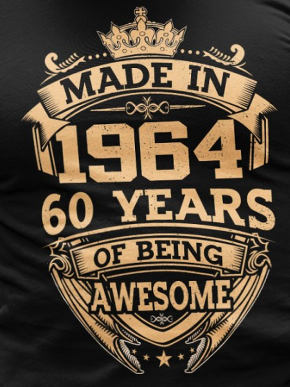 Cotton Made In 1964 60 Years Of Being Awesome 2024 Loose Text Letters Crew Neck Casual T-Shirt