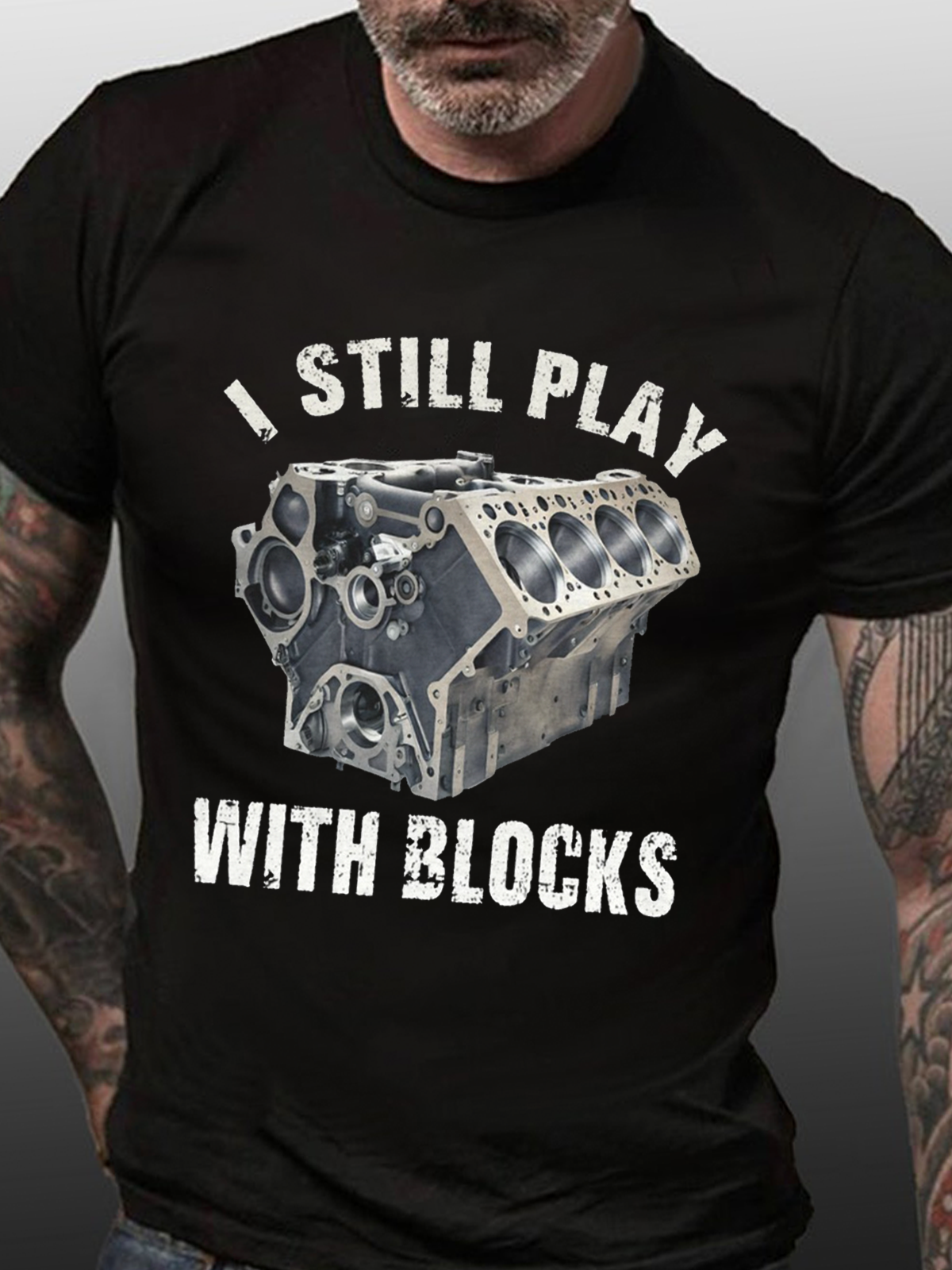 Cotton I Still Play With Blocks Casual Crew Neck Loose T-Shirt