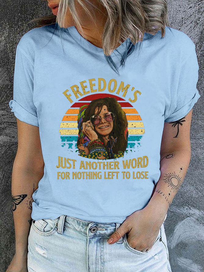 Cotton Freedom's Just Another Word For Nothing Left To Lose Vintage Comfort Colors Casual Crew Neck T-Shirt