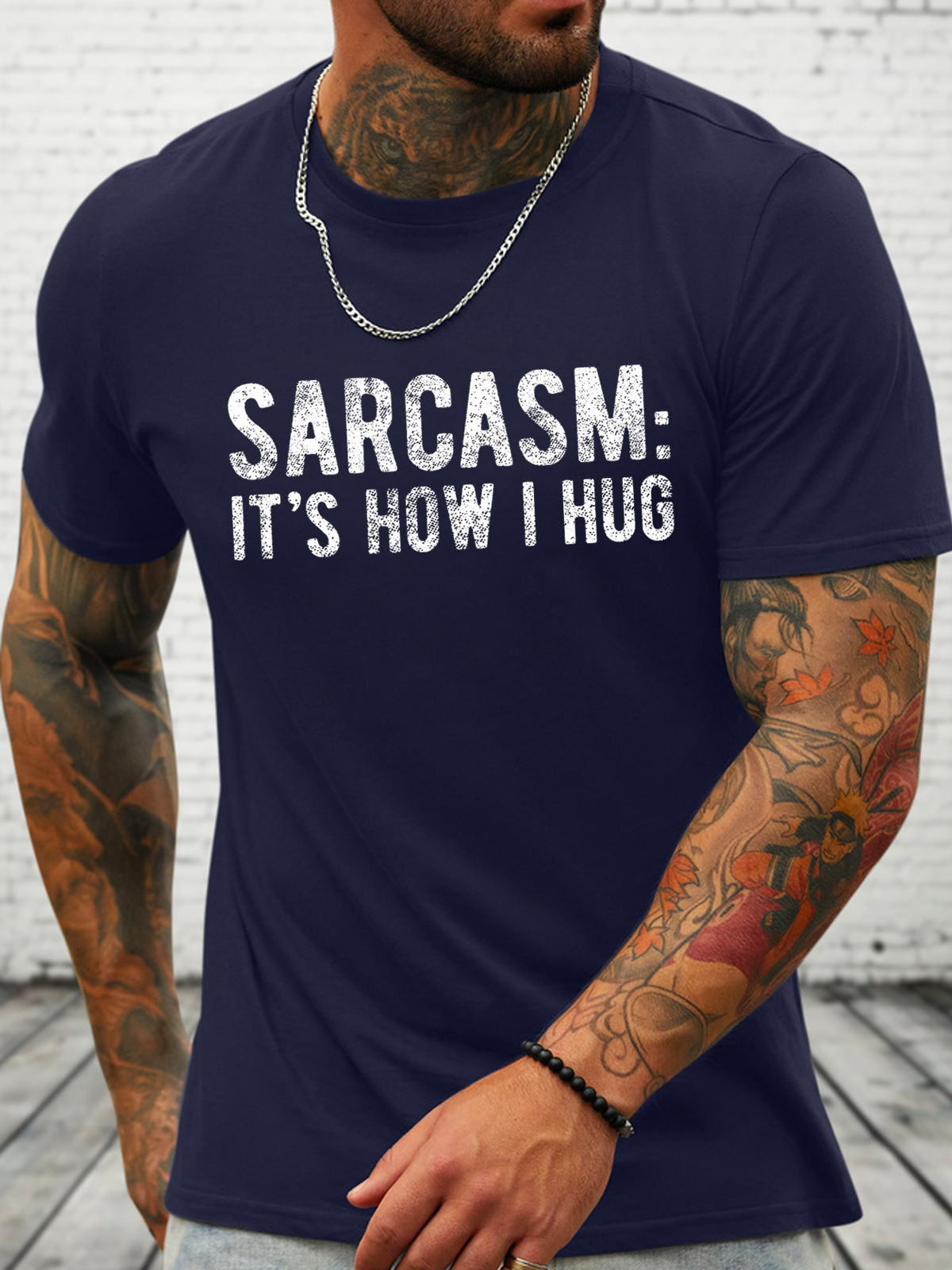 Cotton Sarcasm:It's How I Hug, Nice Guy Crew Neck Cotton Casual Text Letters T-Shirt