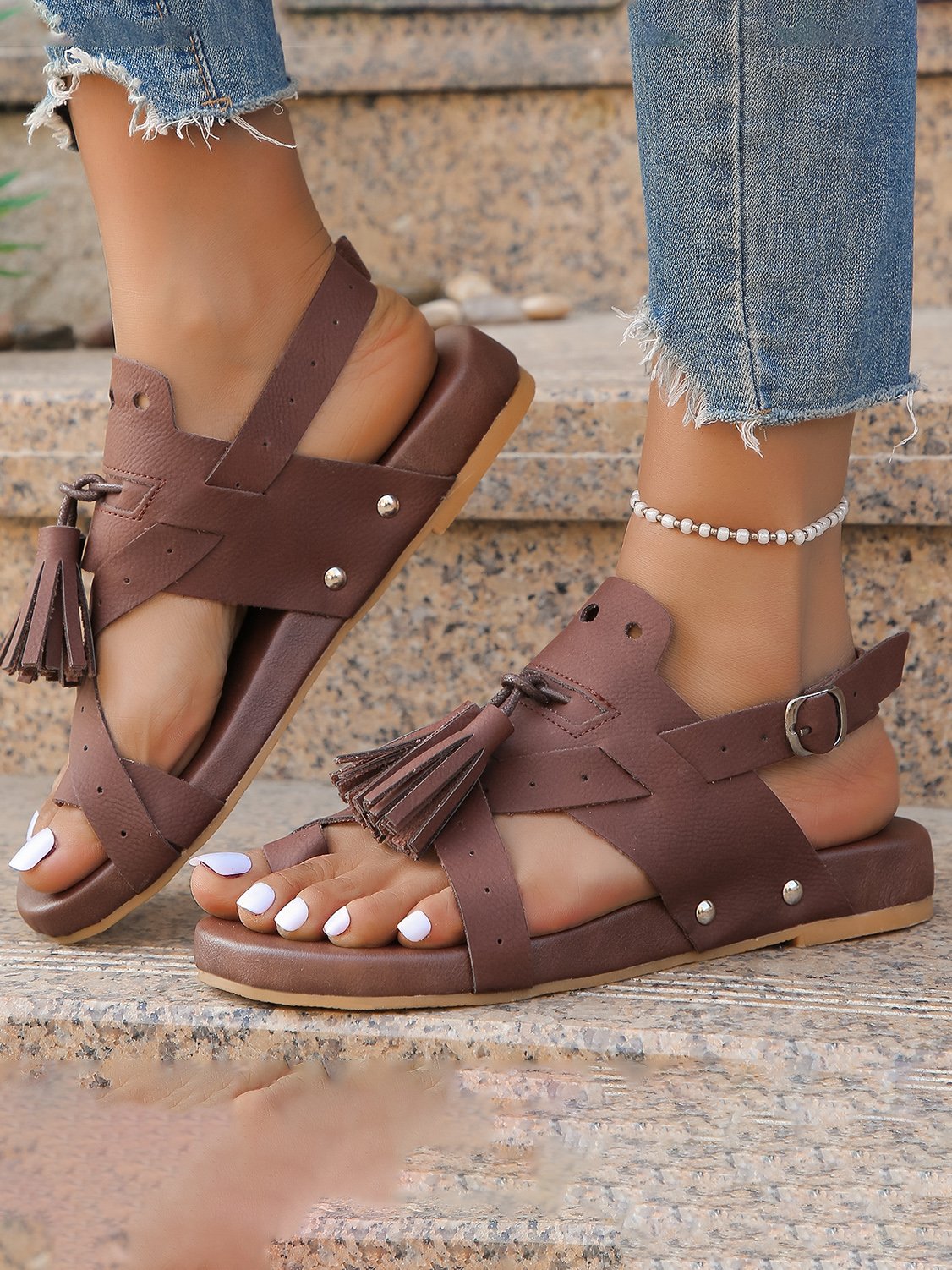 Plain Pu Casual Summer Sandal