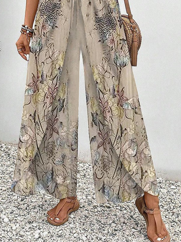 Random Print Casual Pants