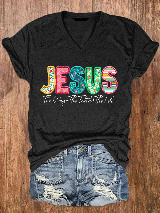 Women's Jesus The Way The Truth The Life Printed Casual Regular Fit T-Shirt