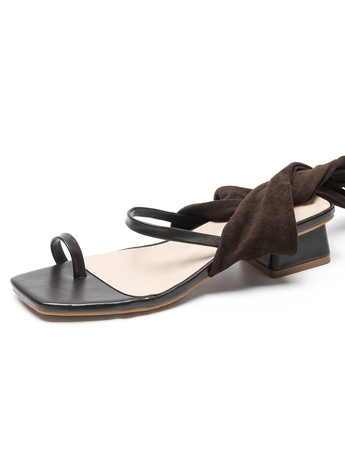 Minimalist Low Heel Ankle Strap Toe-ring Sandals