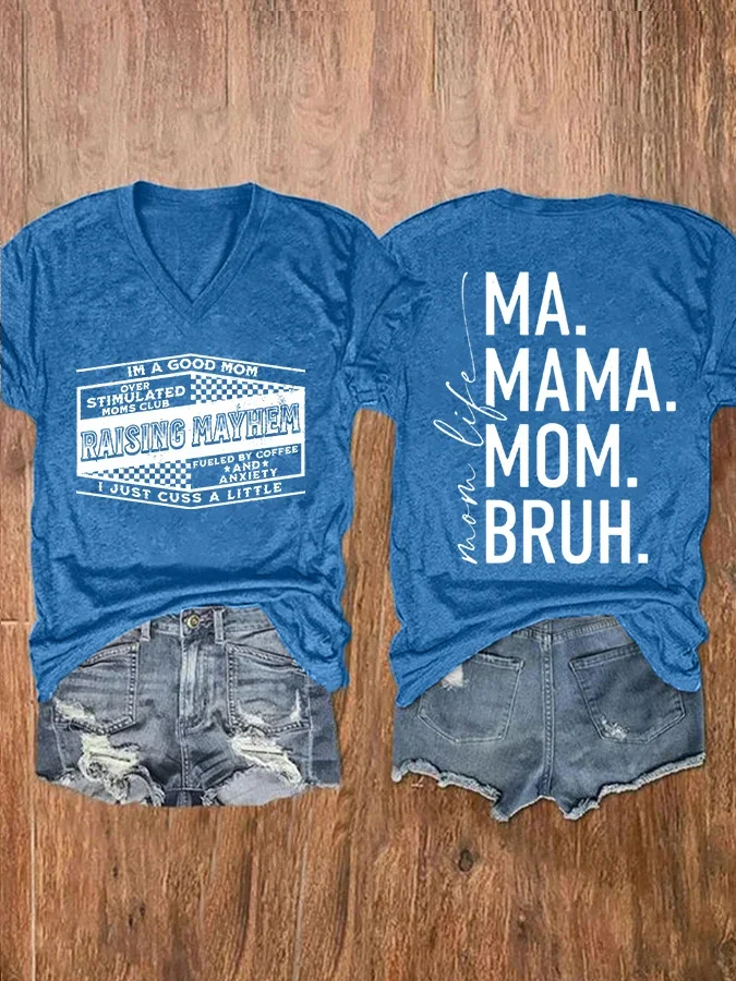 Women'S Raising Mayhem Mom Life Print Casual T-Shirt