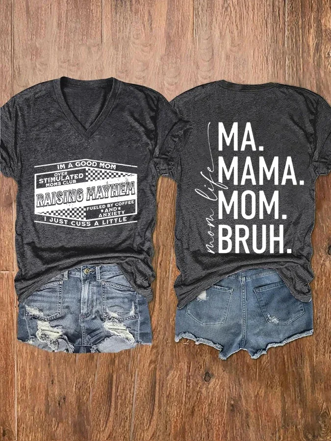 Women'S Raising Mayhem Mom Life Print Casual T-Shirt