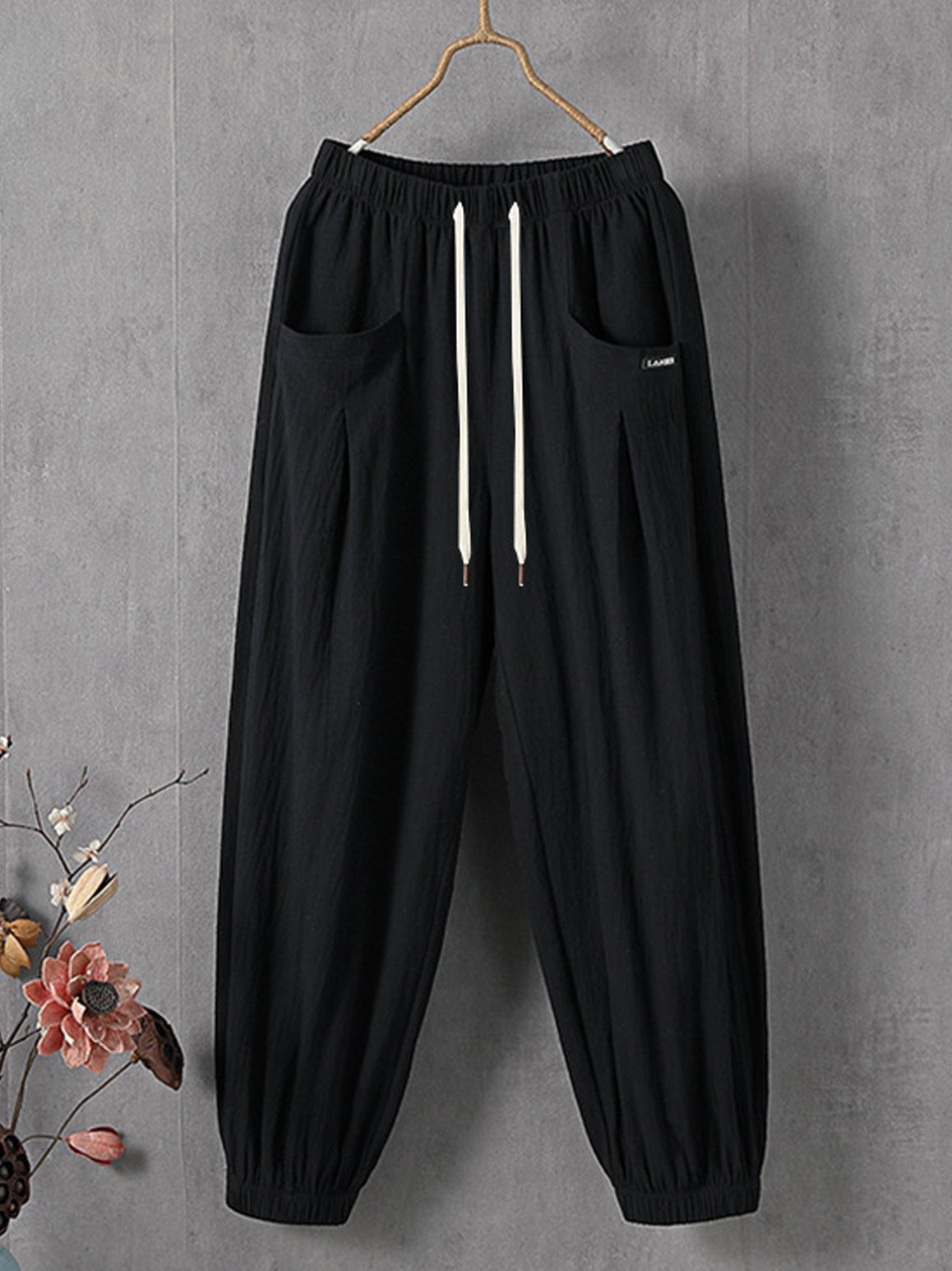 Cotton Pocket Stitching Casual Loose Pants