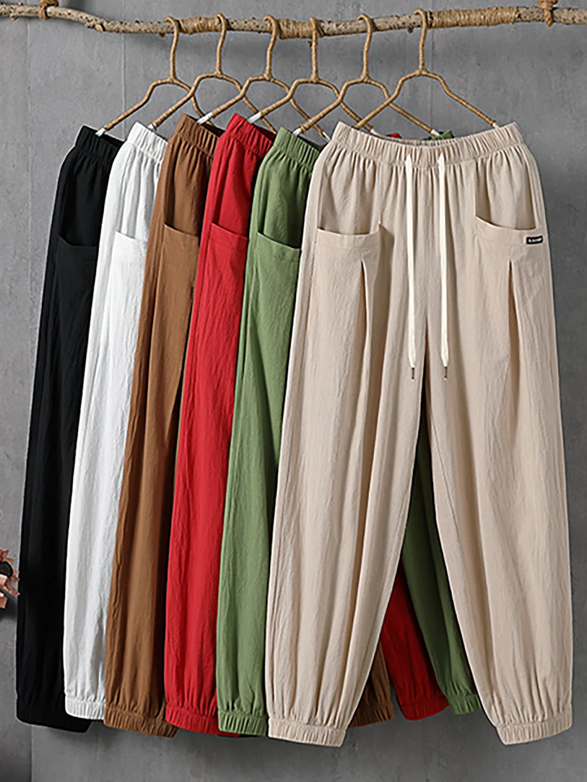 Cotton Pocket Stitching Casual Loose Pants