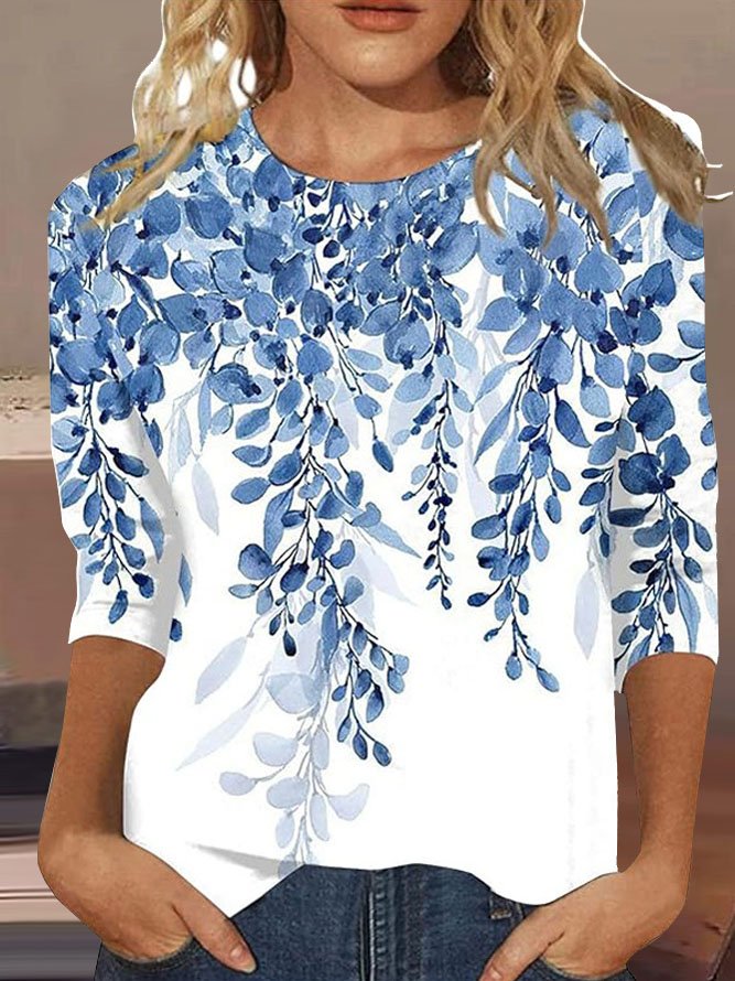 Floral Casual Crew Neck T-Shirt