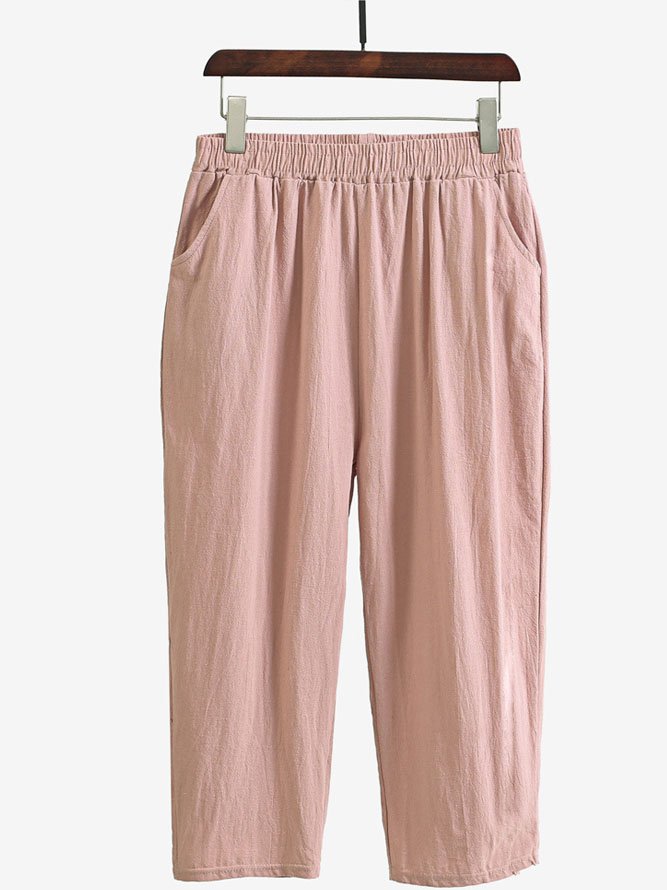 Plain Casual Cotton Pants