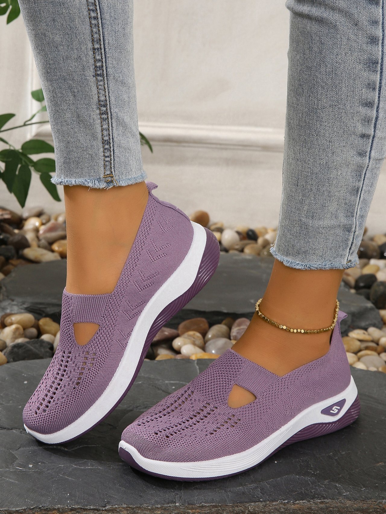 Mesh Fabric Casual Plain Shallow Shoes