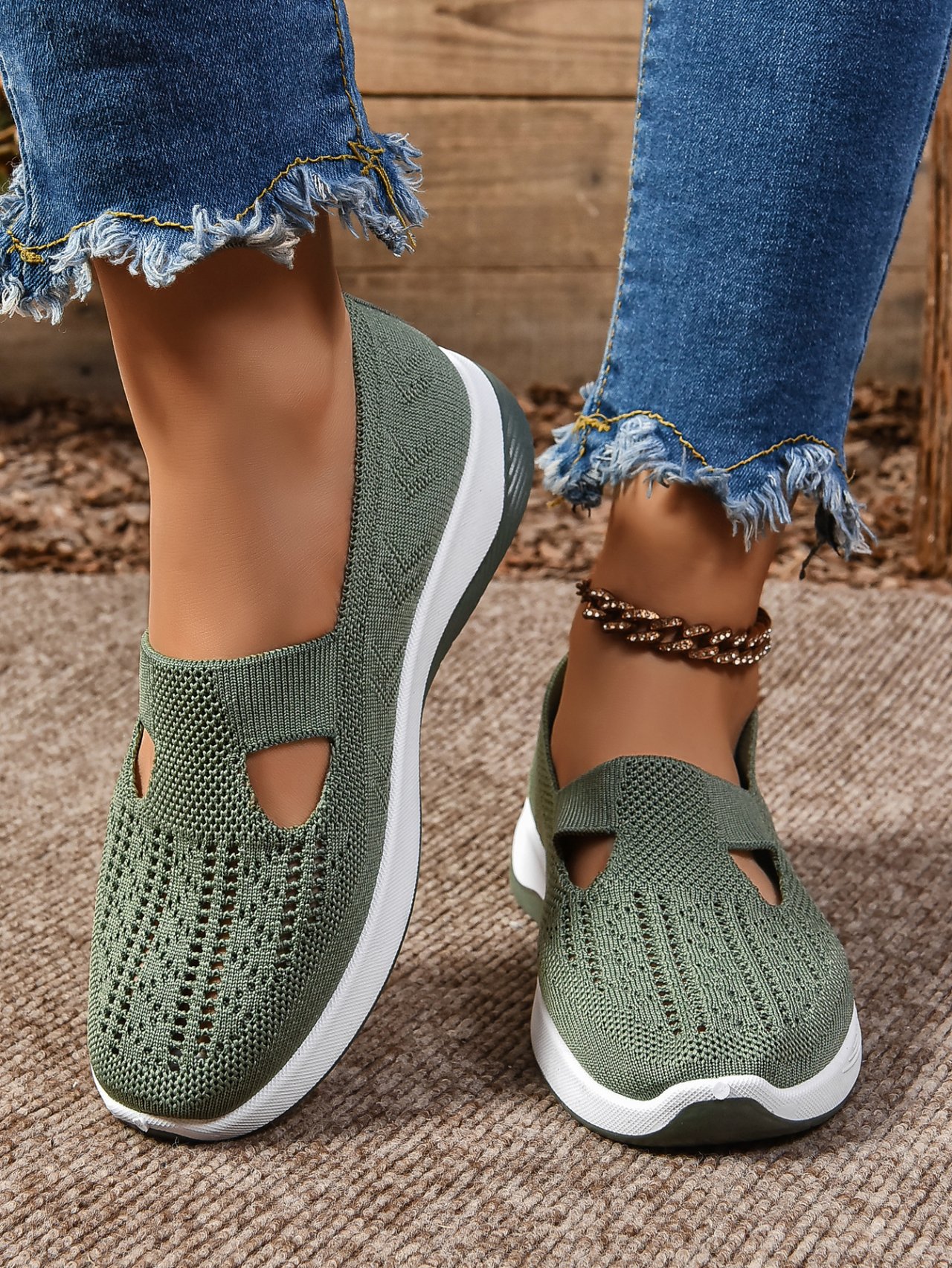 Mesh Fabric Casual Plain Shallow Shoes