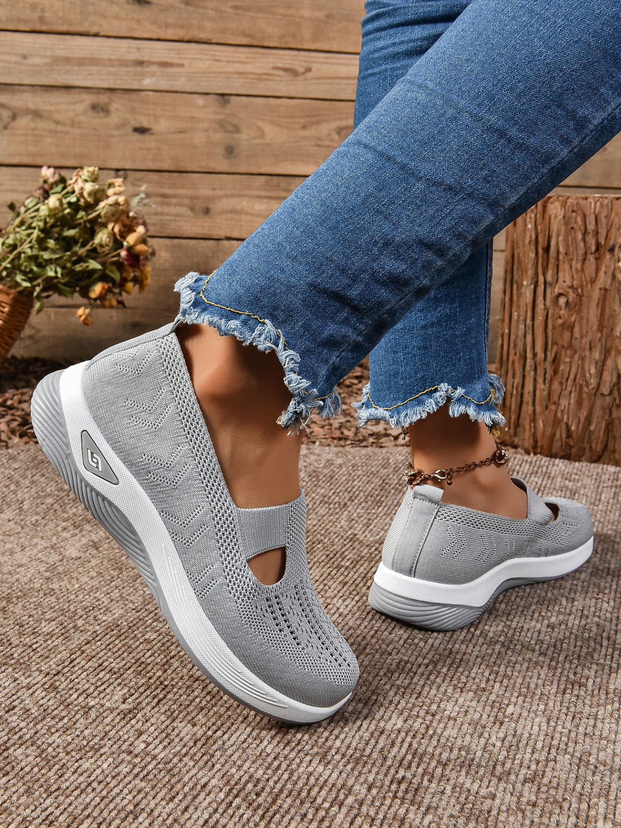 Mesh Fabric Casual Plain Shallow Shoes