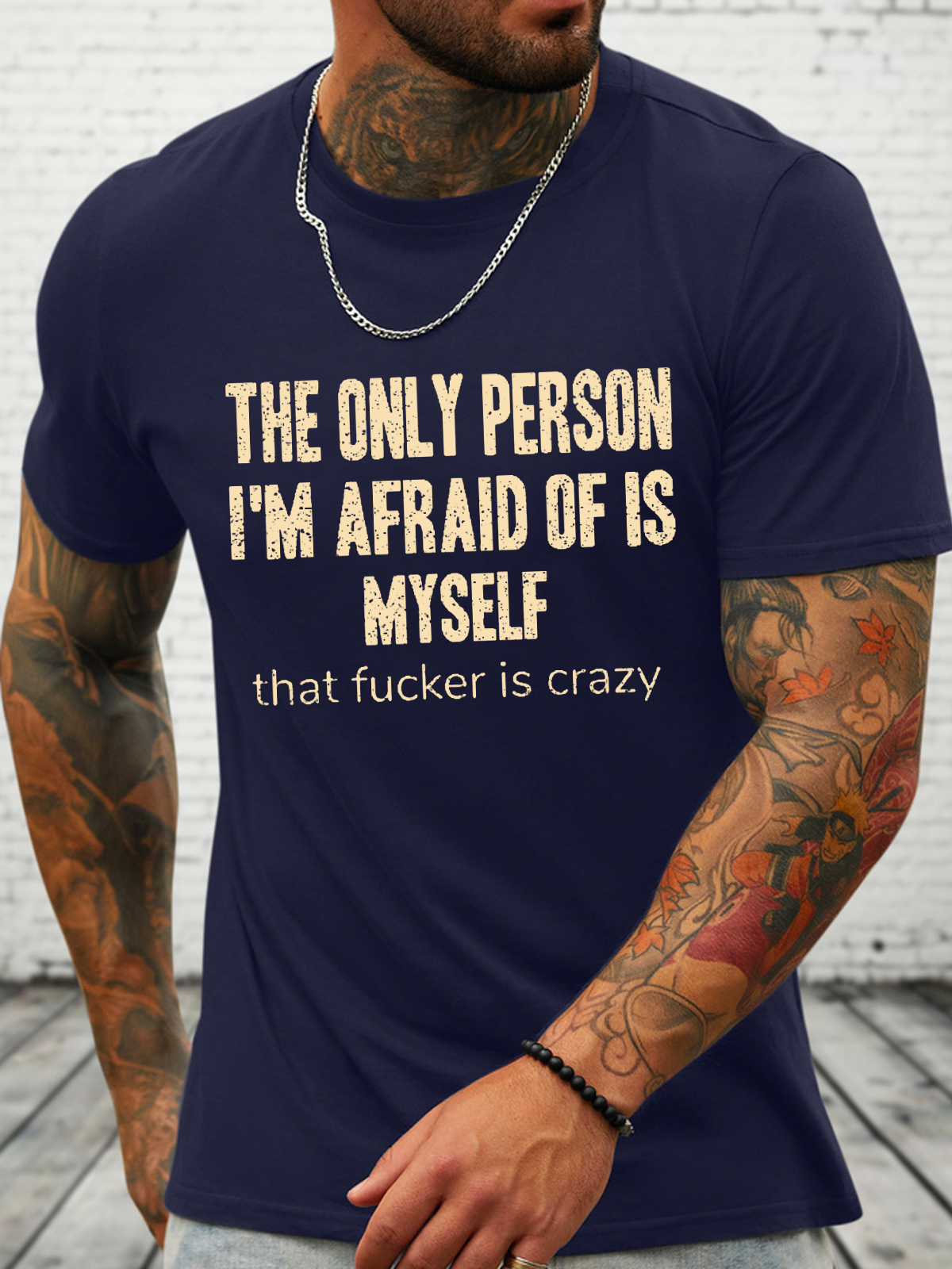 The Only Person I‘m Afraid Of Is Myself Casual Cotton Loose Text Letters T-Shirt