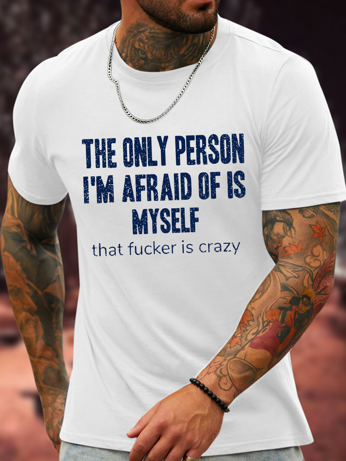 The Only Person I‘m Afraid Of Is Myself Casual Cotton Loose Text Letters T-Shirt