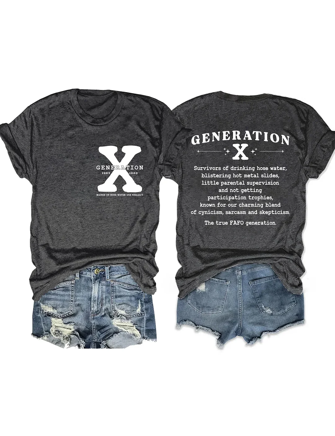 Generation X Text Letters Casual T-Shirt