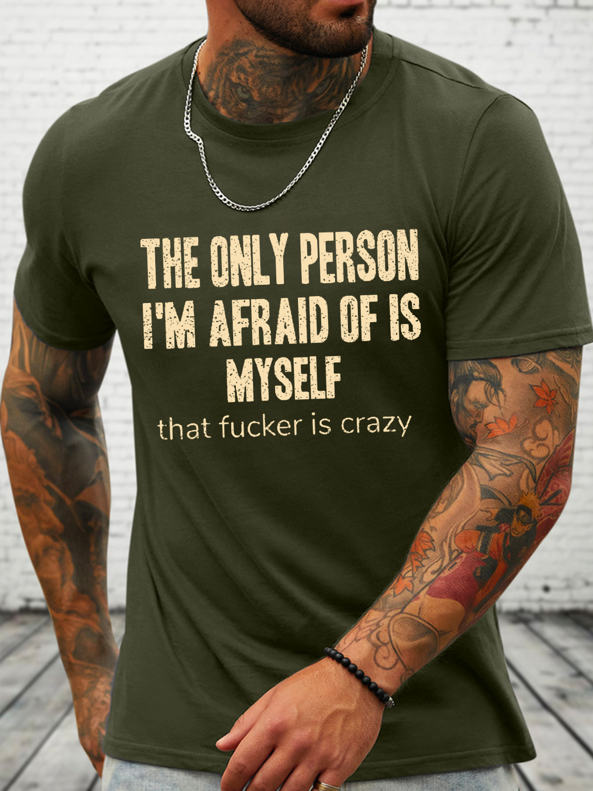 The Only Person I‘m Afraid Of Is Myself Casual Cotton Loose Text Letters T-Shirt