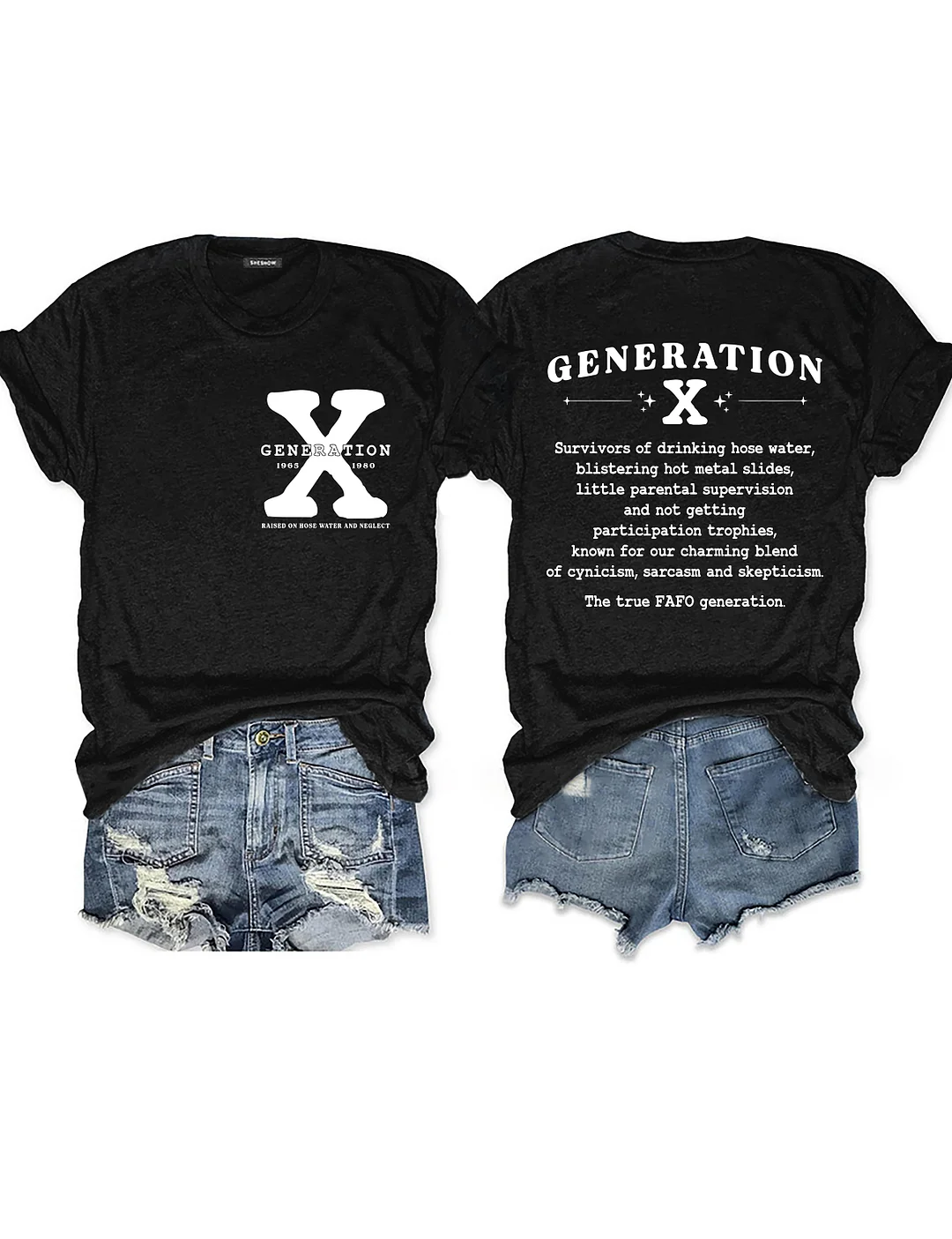 Generation X Text Letters Casual T-Shirt