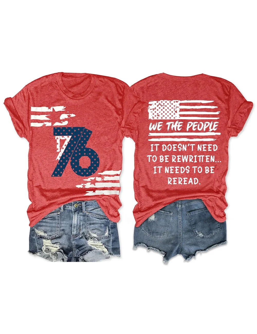 We the People 4th of July 1776 Text Letters Simple T-Shirt