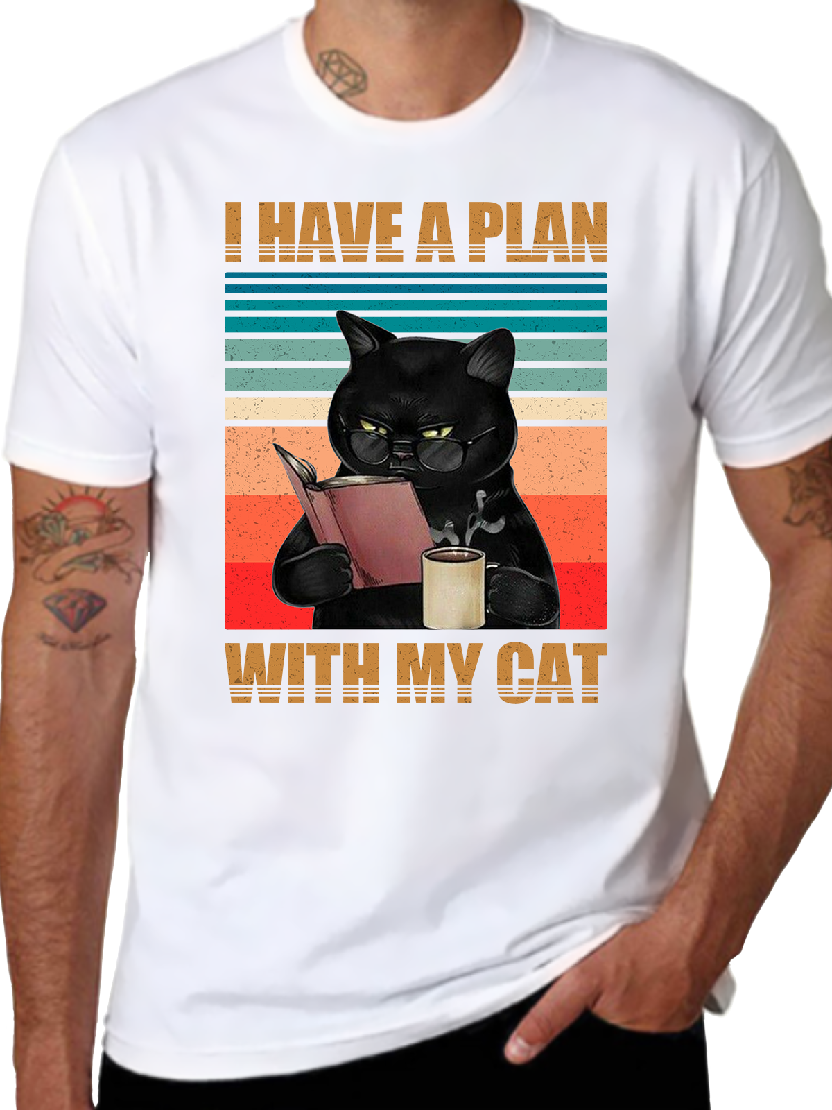 I HAVE A PLAN WITH MY CAT CREW NECK T-SHIRT