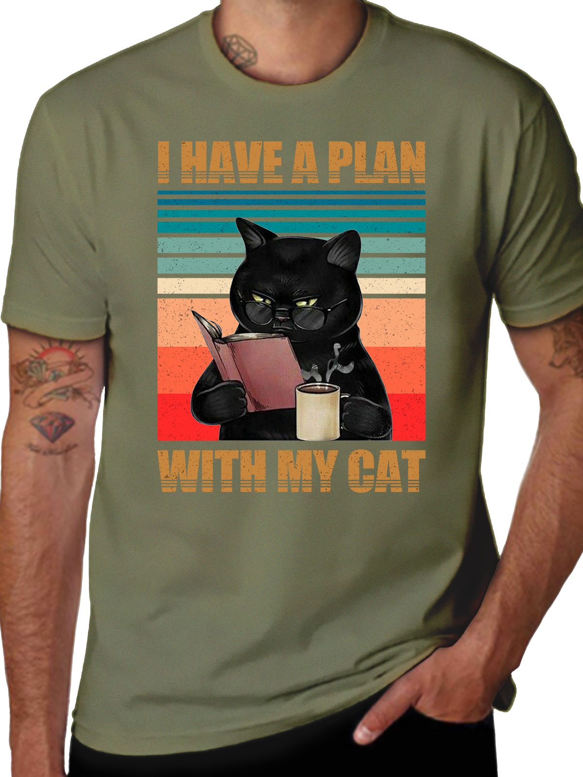 I HAVE A PLAN WITH MY CAT CREW NECK T-SHIRT