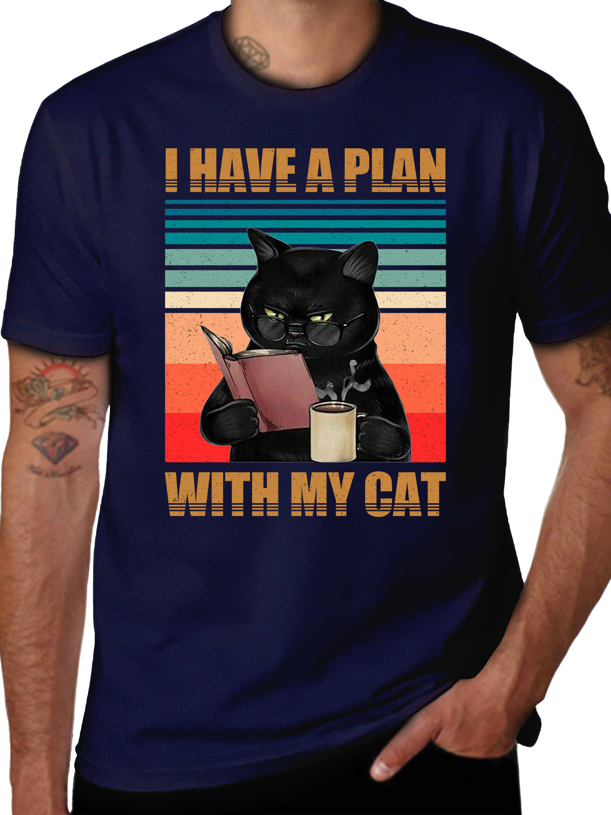 I HAVE A PLAN WITH MY CAT CREW NECK T-SHIRT