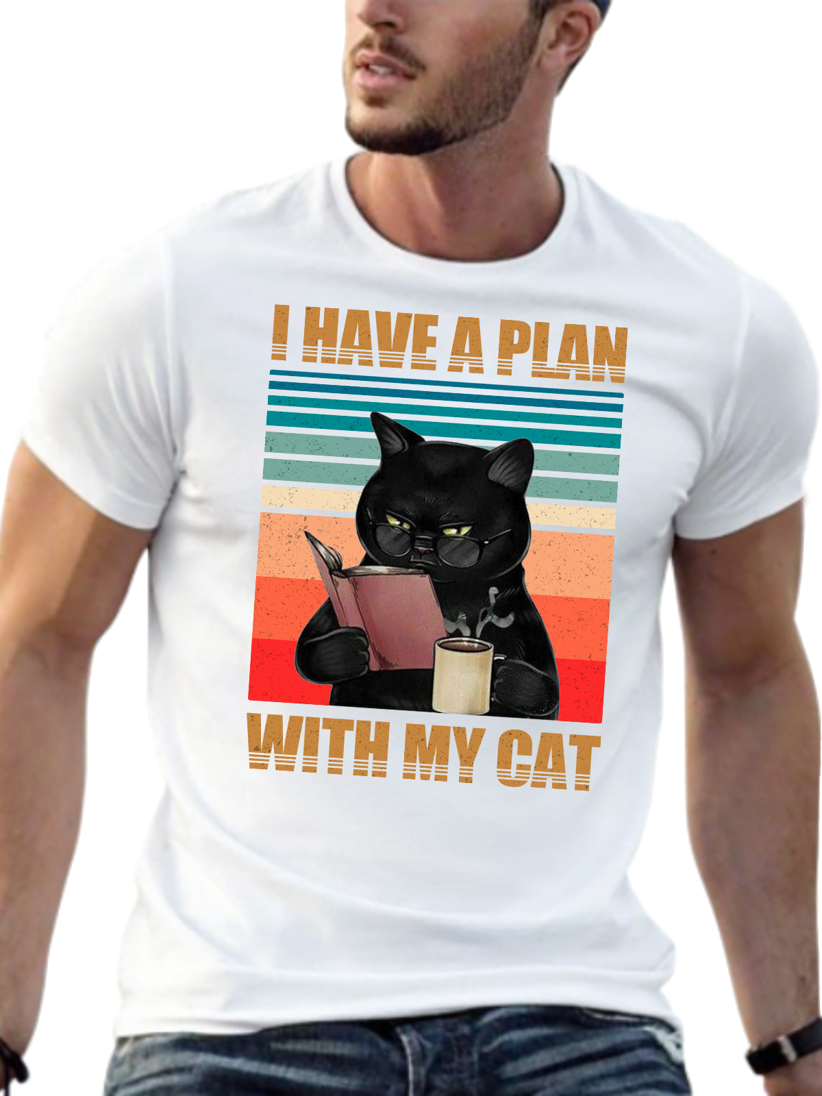 I HAVE A PLAN WITH MY CAT CREW NECK T-SHIRT