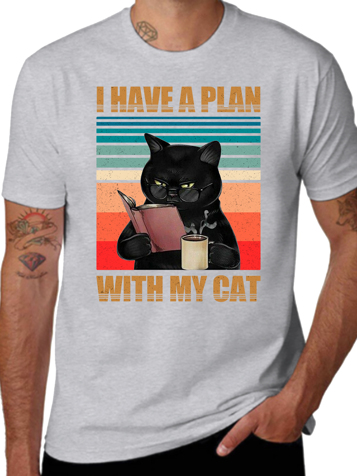 I HAVE A PLAN WITH MY CAT CREW NECK T-SHIRT