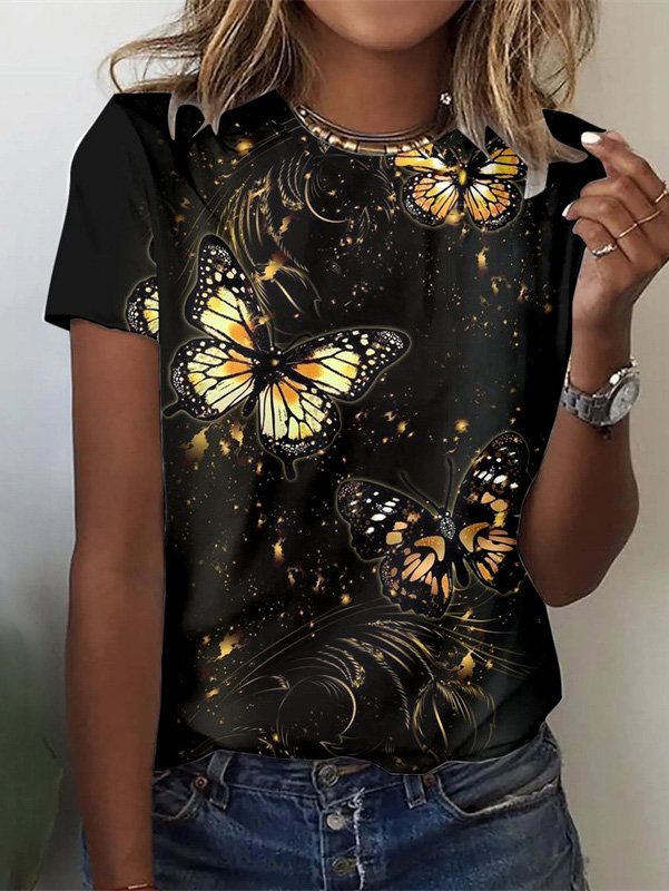 Jersey Casual Floral Loose T-Shirt