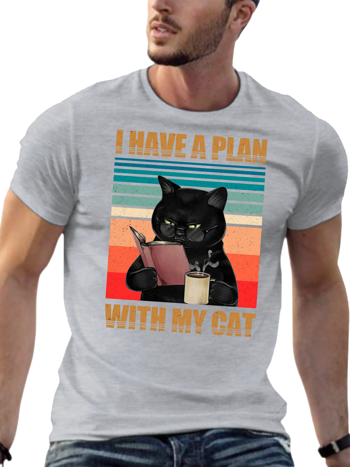 I HAVE A PLAN WITH MY CAT CREW NECK T-SHIRT