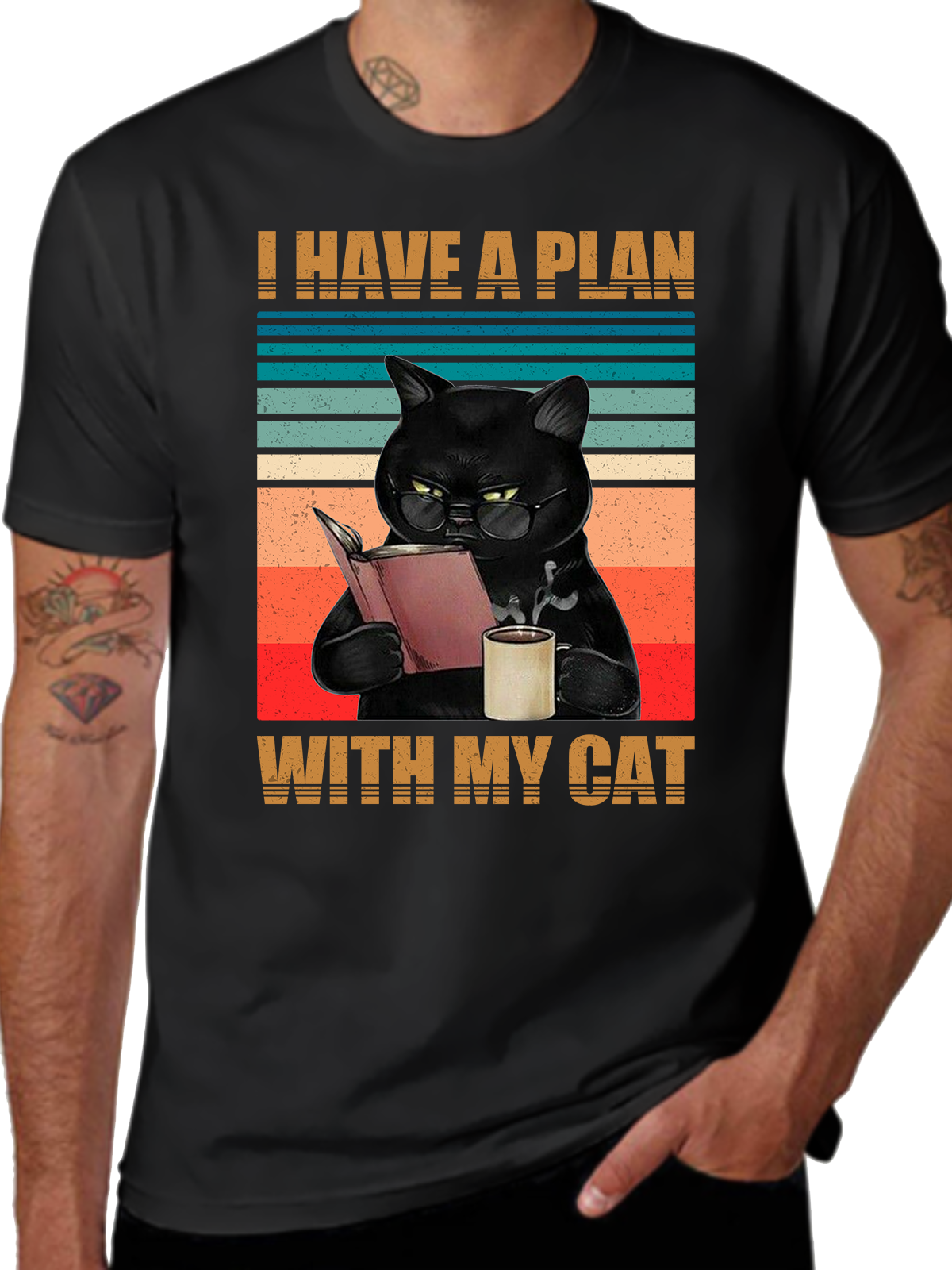 I HAVE A PLAN WITH MY CAT CREW NECK T-SHIRT