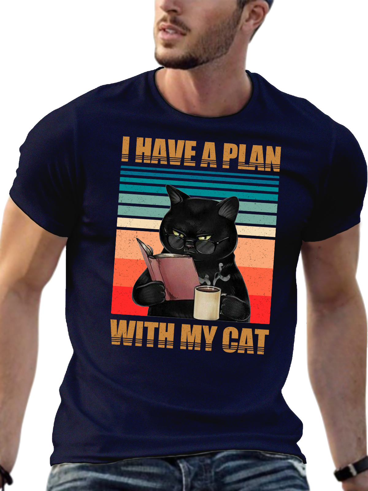 I HAVE A PLAN WITH MY CAT CREW NECK T-SHIRT