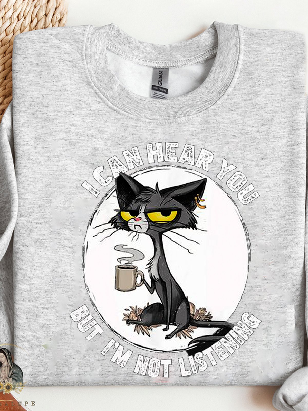 I can hear you but I'm listening, cat and coffee Sweatshirt