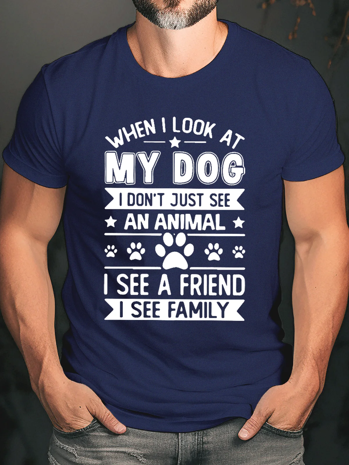 MY DOG IS MY FRIEND MY FAMILY CREW NECK T-SHIRT