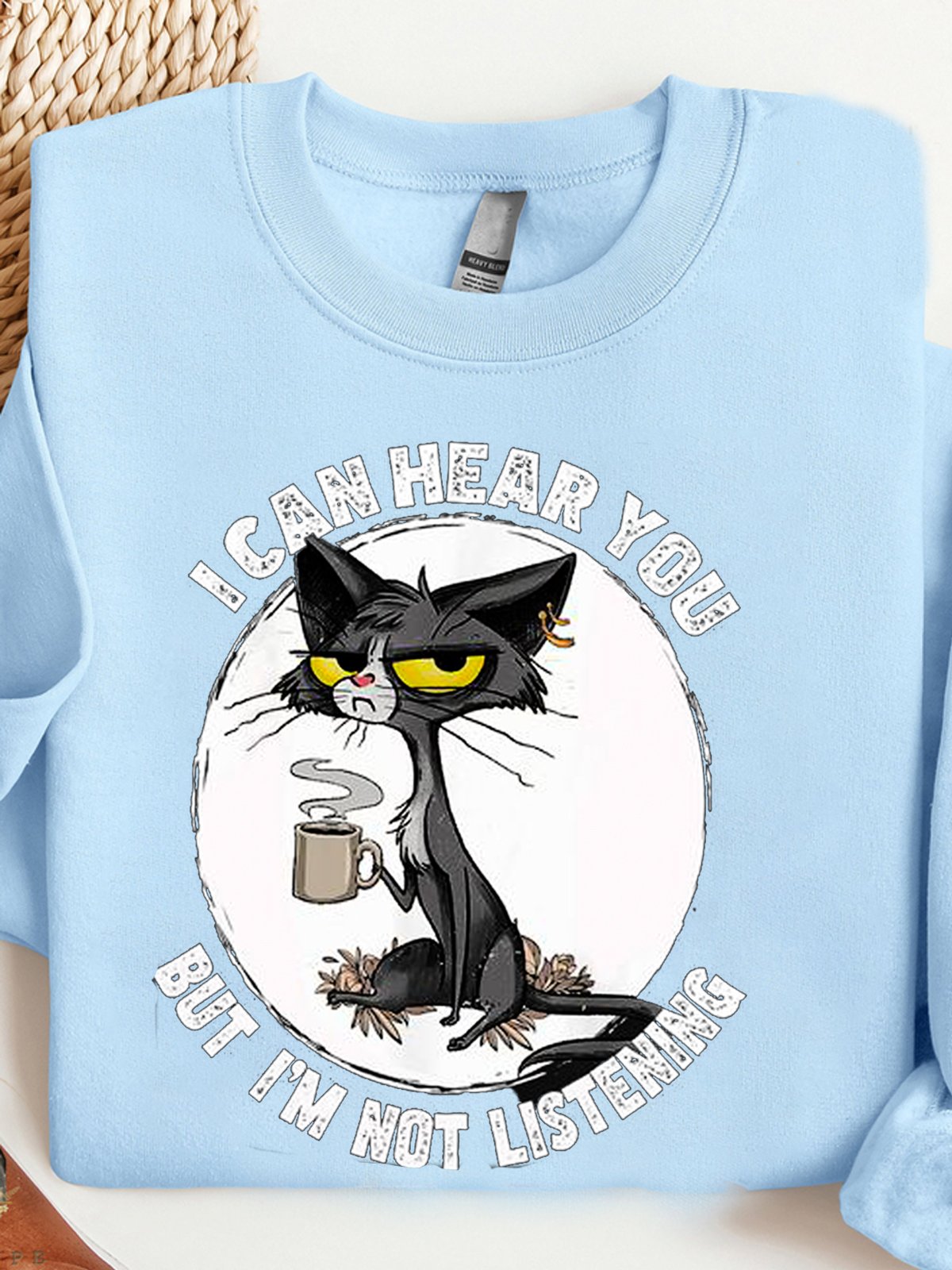 I can hear you but I'm listening, cat and coffee Sweatshirt