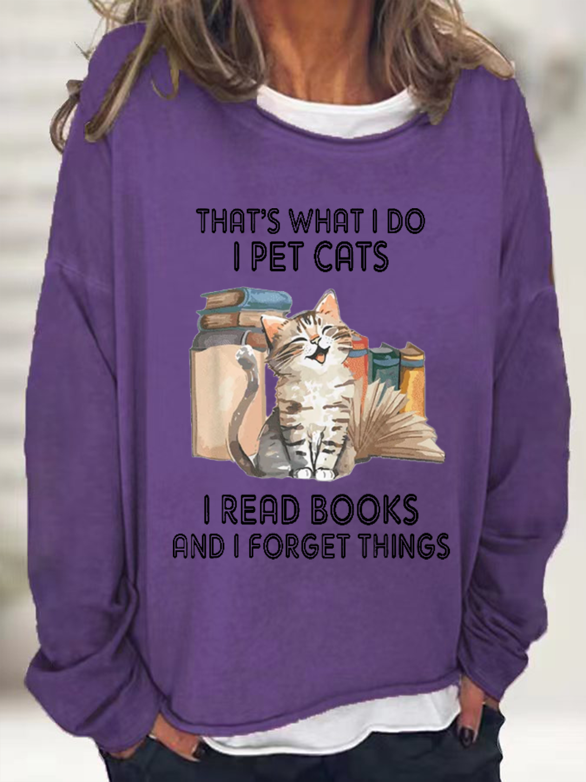 Women's That's What I Do Cat Graphic Letter Sweatshirt