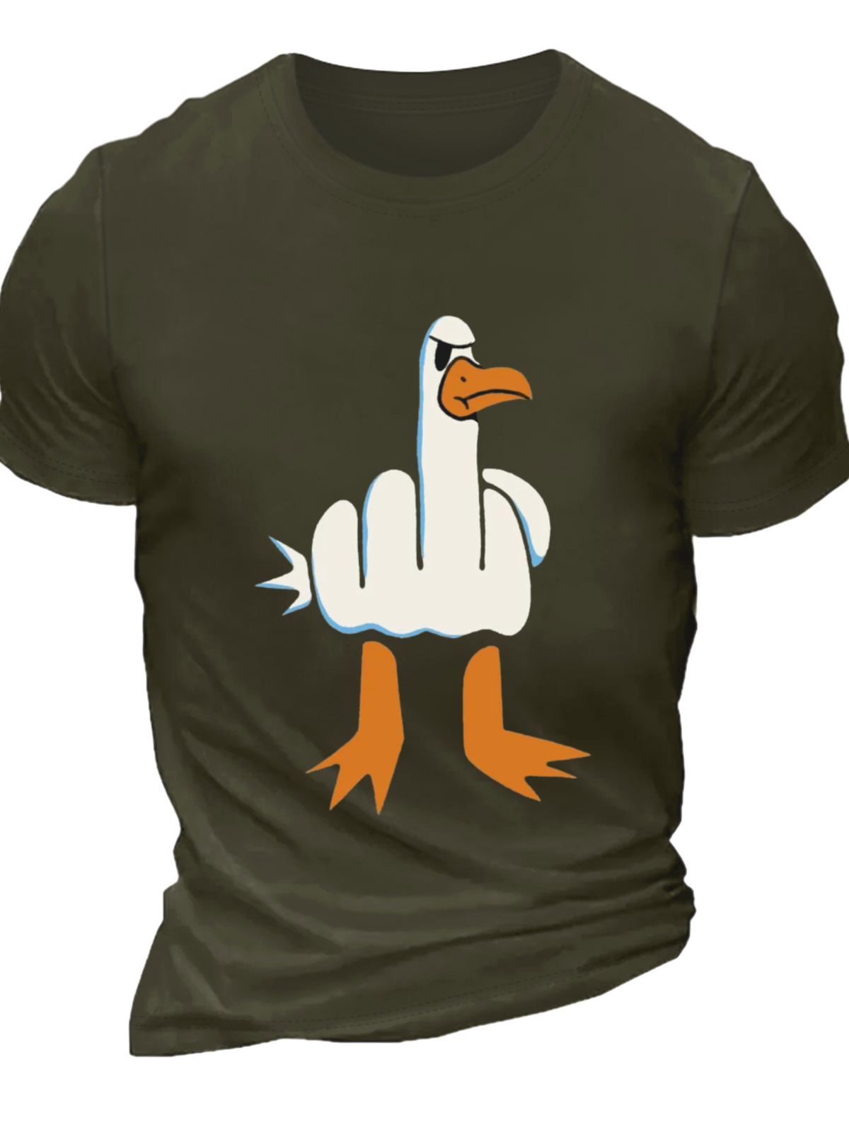 Men's Funny Big White Goose Graphic T-Shirt