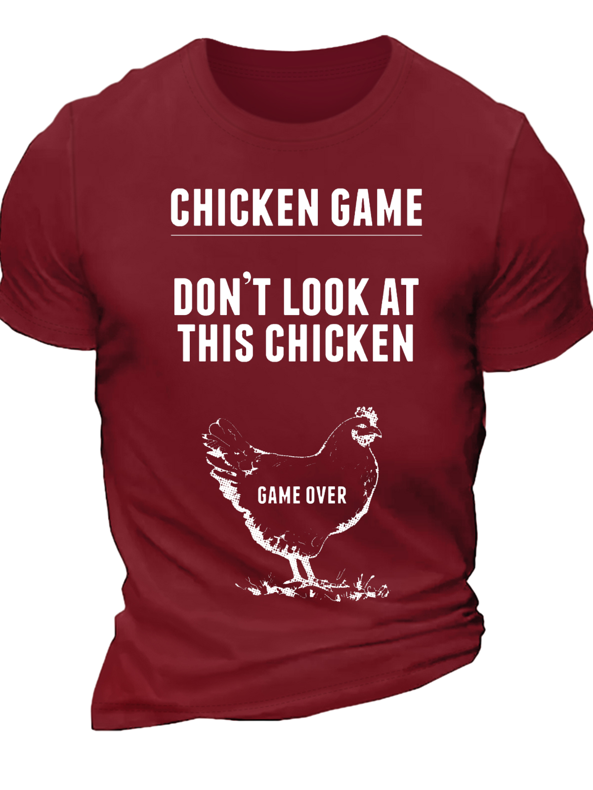 Men's Funny Chicken Game Graphic And Letter T-Shirt