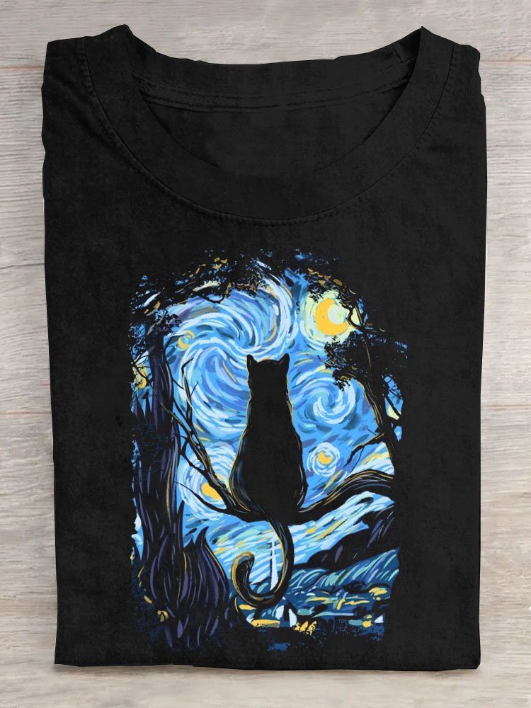 Art Landscape Printed Short Sleeve T-Shirt