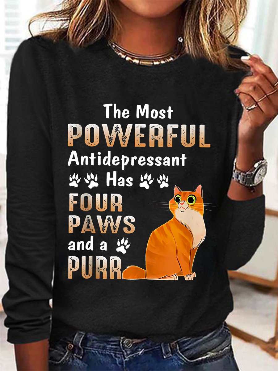 The Most Powerful Antidepressant Has Four Paws And A Purr Long Sleeve Shirt