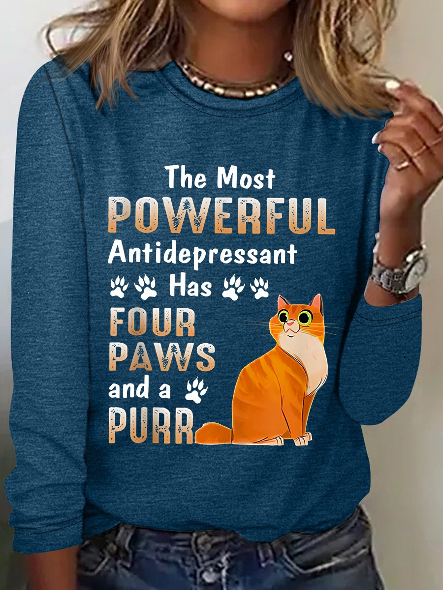 The Most Powerful Antidepressant Has Four Paws And A Purr Long Sleeve Shirt