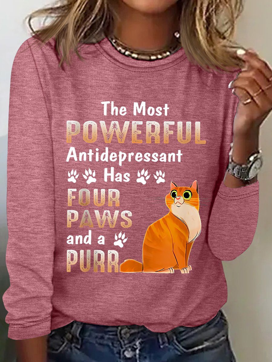 The Most Powerful Antidepressant Has Four Paws And A Purr Long Sleeve Shirt