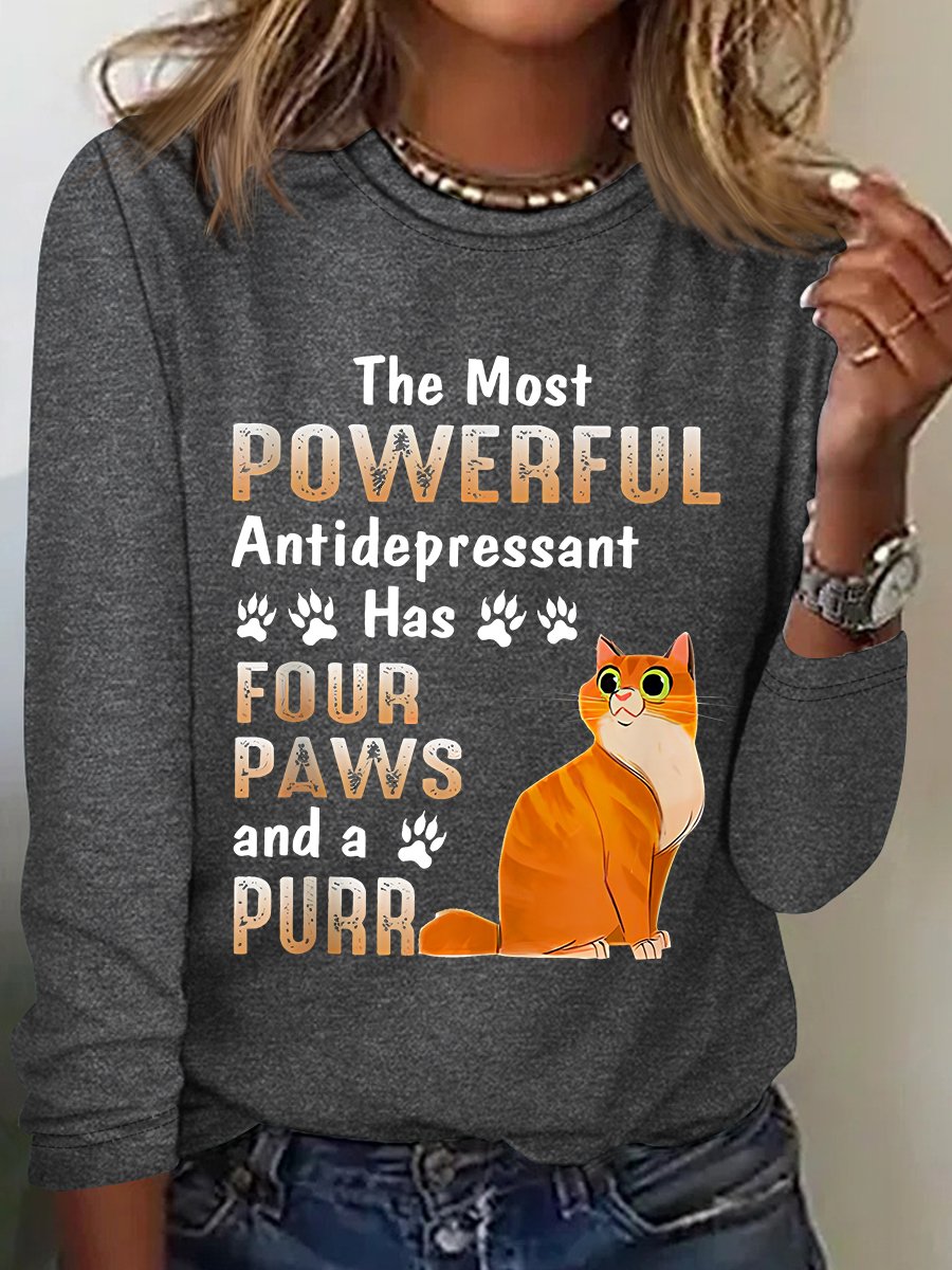 The Most Powerful Antidepressant Has Four Paws And A Purr Long Sleeve Shirt