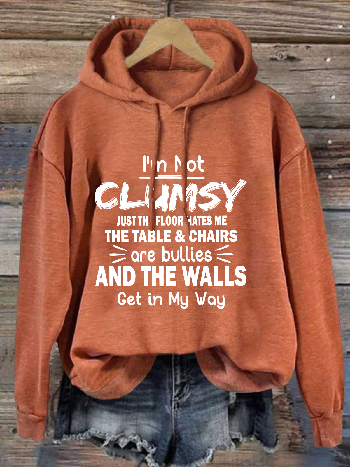 Women‘s I'm Not Clumsy Cotton-Blend Hoodie Casual Text Letters Hoodie